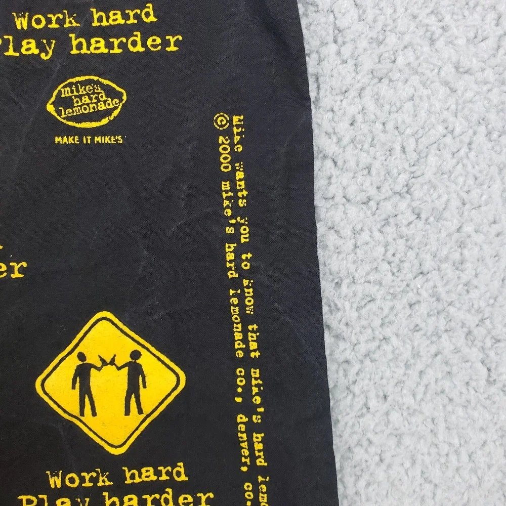 Mike's Hard Lemonade Bandana 2000 Work Hard Play Harder Hanky Scarf Handkerchief